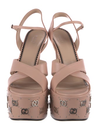 Gucci GG Logo Leather Slingback Sandals