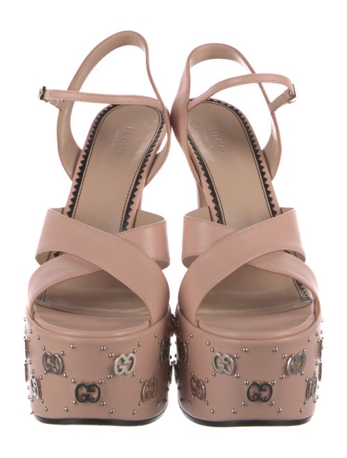 Gucci GG Logo Leather Slingback Sandals