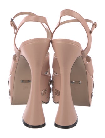 Gucci GG Logo Leather Slingback Sandals