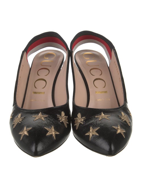 Gucci Sylvie Web Accent Leather Slingback Pumps