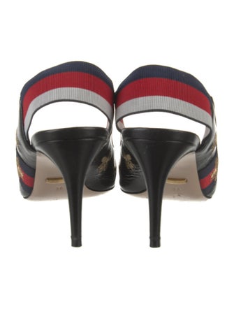 Gucci Sylvie Web Accent Leather Slingback Pumps