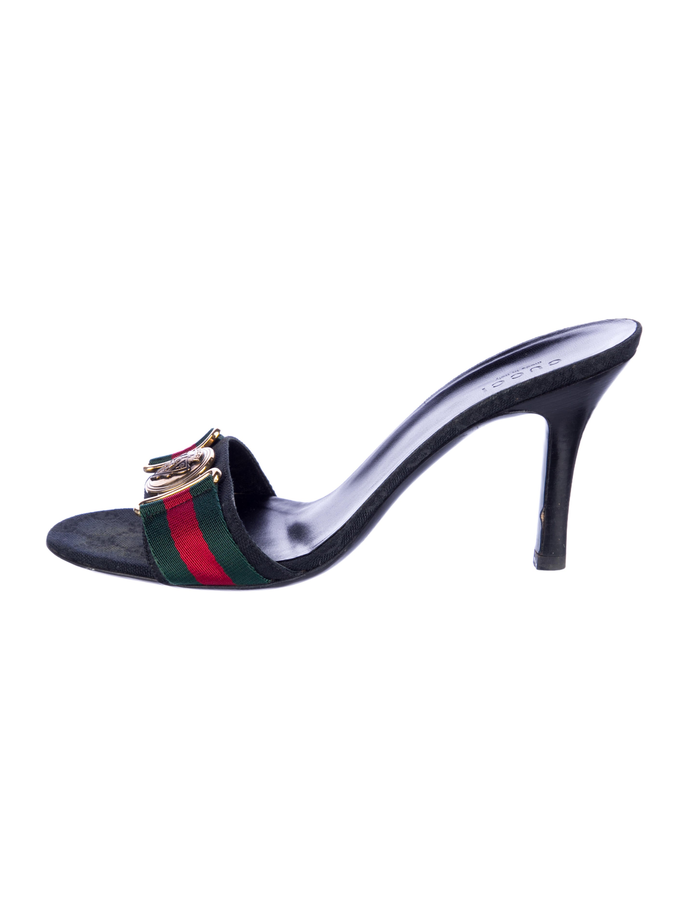 Gucci Web Accent Canvas Slides