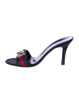 Gucci Web Accent Canvas Slides