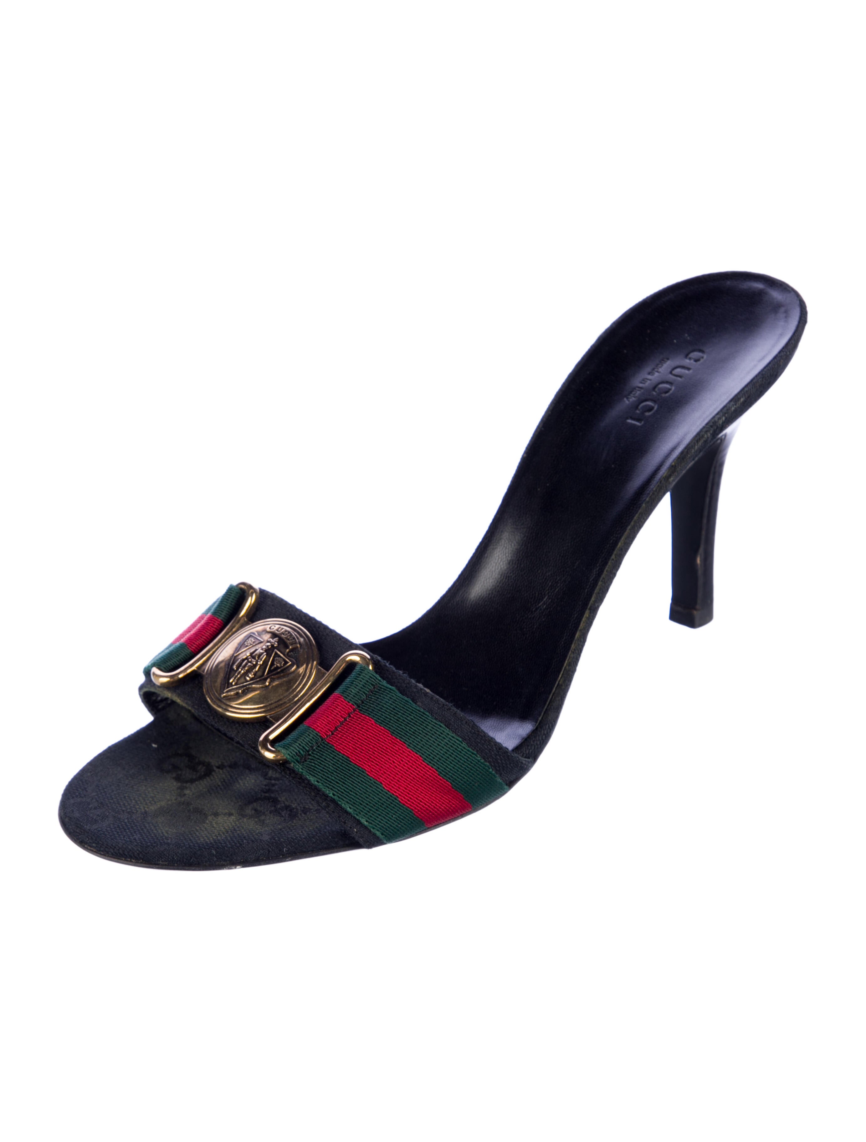 Gucci Web Accent Canvas Slides