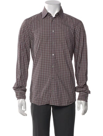 Gucci Plaid Print Long Sleeve Shirt