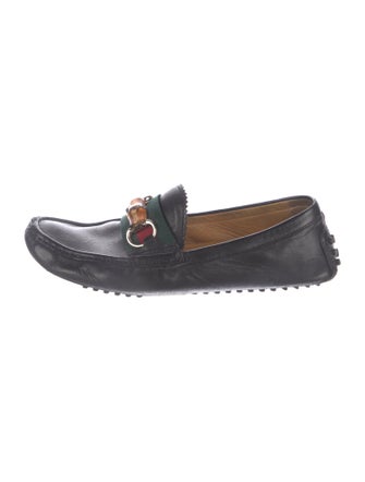 Gucci Web Accent Leather Loafers