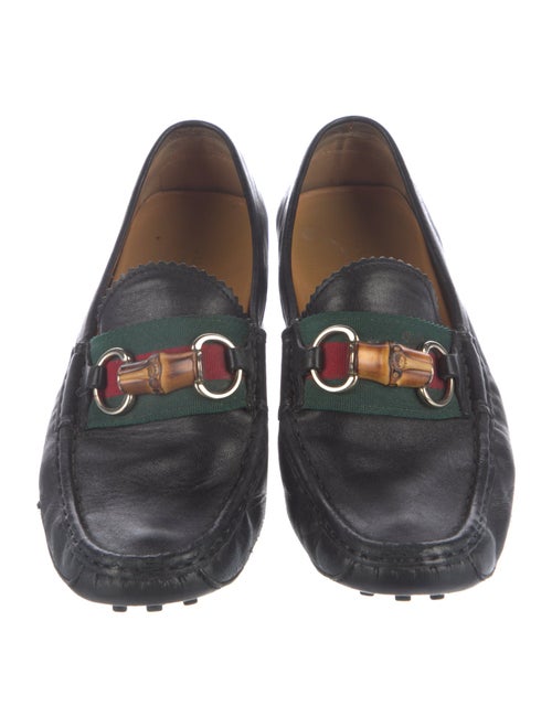 Gucci Web Accent Leather Loafers