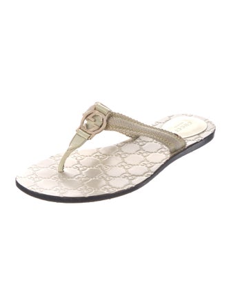 Gucci GG Supreme Patent Leather Flip Flops