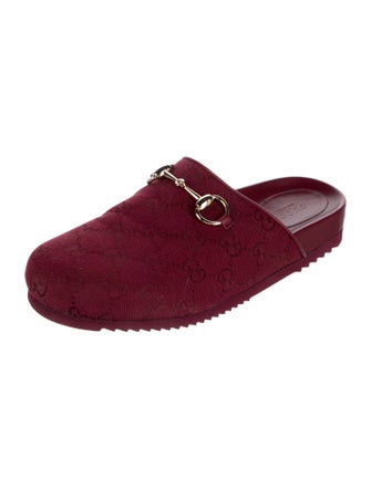 Gucci Horsebit Accent Canvas Mules