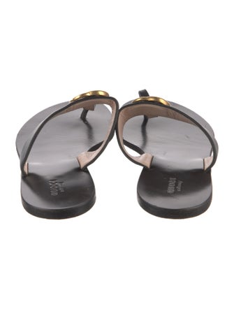 Gucci Double G Logo Leather Slides