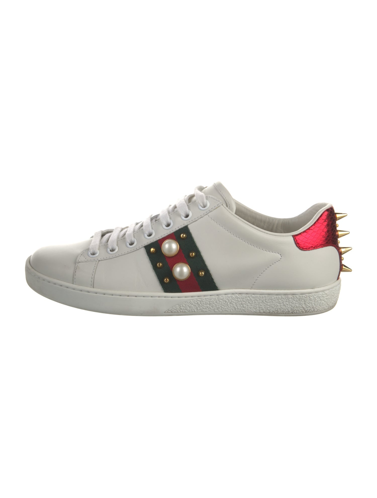 Gucci Web Accent Leather Sneakers