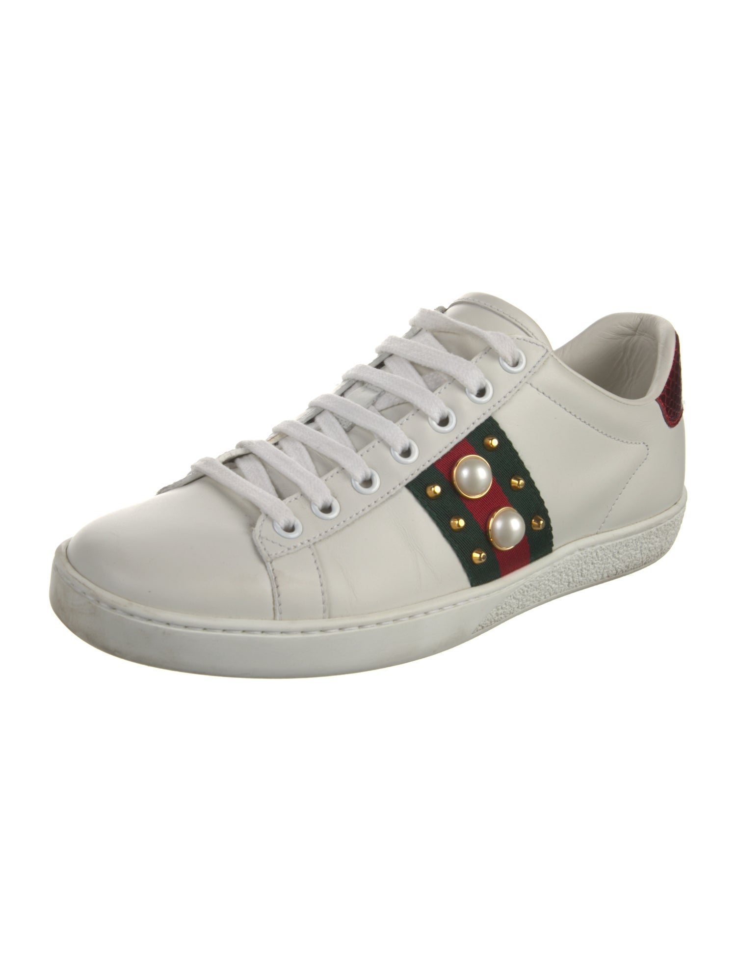 Gucci Web Accent Leather Sneakers