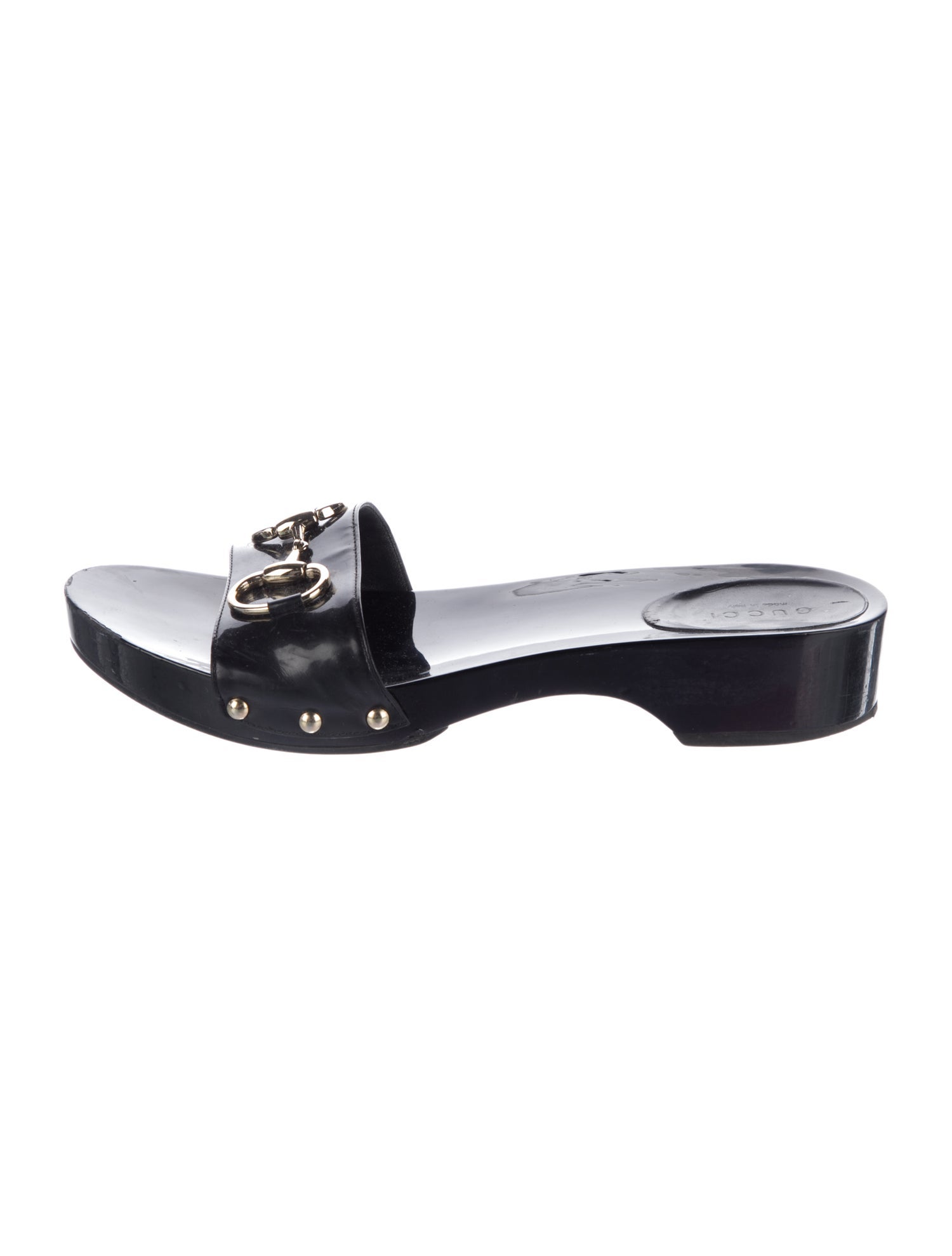 Gucci Horsebit Accent Patent Leather Slides