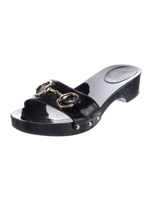 Gucci Horsebit Accent Patent Leather Slides