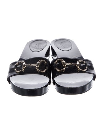 Gucci Horsebit Accent Patent Leather Slides