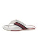 Gucci Web Accent Leather Flip Flops