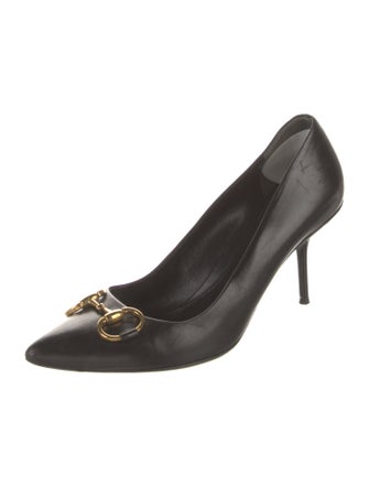 Gucci Horsebit Accent Leather Pumps