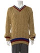 Gucci Sylvie Web Accent Cable Knit Pullover