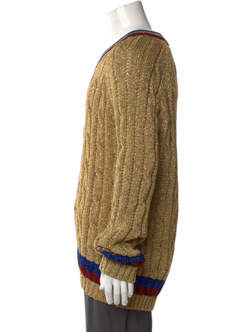 Gucci Sylvie Web Accent Cable Knit Pullover