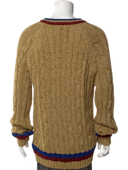 Gucci Sylvie Web Accent Cable Knit Pullover