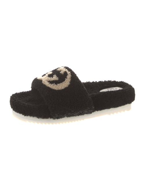 Gucci Interlocking G Logo Shearling Slides