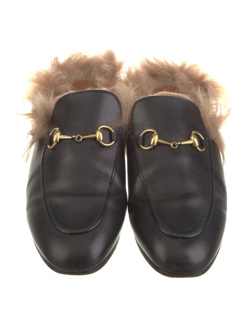 Gucci Leather Fur Trim Mules