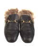 Gucci Leather Fur Trim Mules