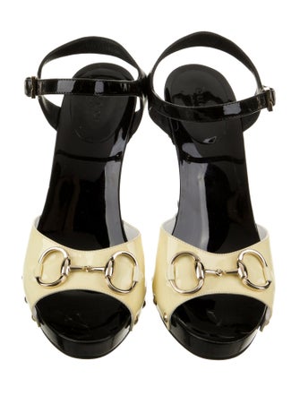 Gucci Patent Leather Colorblock Pattern Sandals