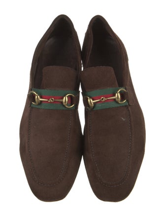 Gucci Web Accent Suede Loafers