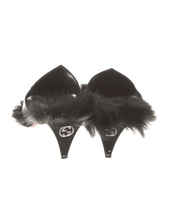 Gucci Horsebit Accent Faux Fur Sandals
