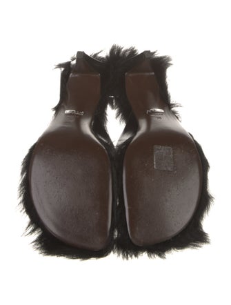 Gucci Horsebit Accent Faux Fur Sandals