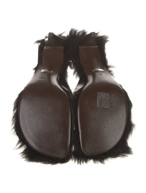 Gucci Horsebit Accent Faux Fur Sandals