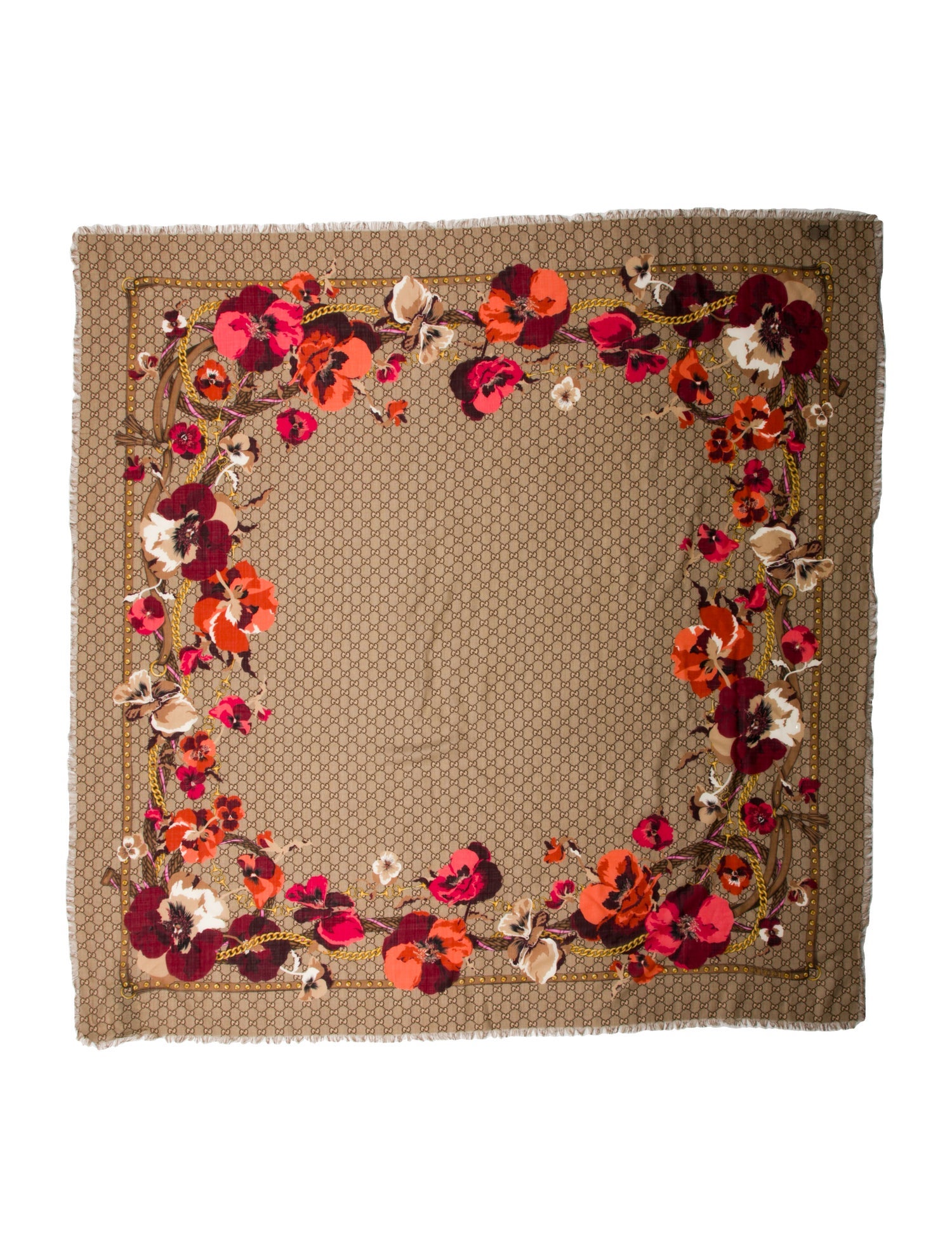 Gucci Wool Floral Print Scarf w/ Tags