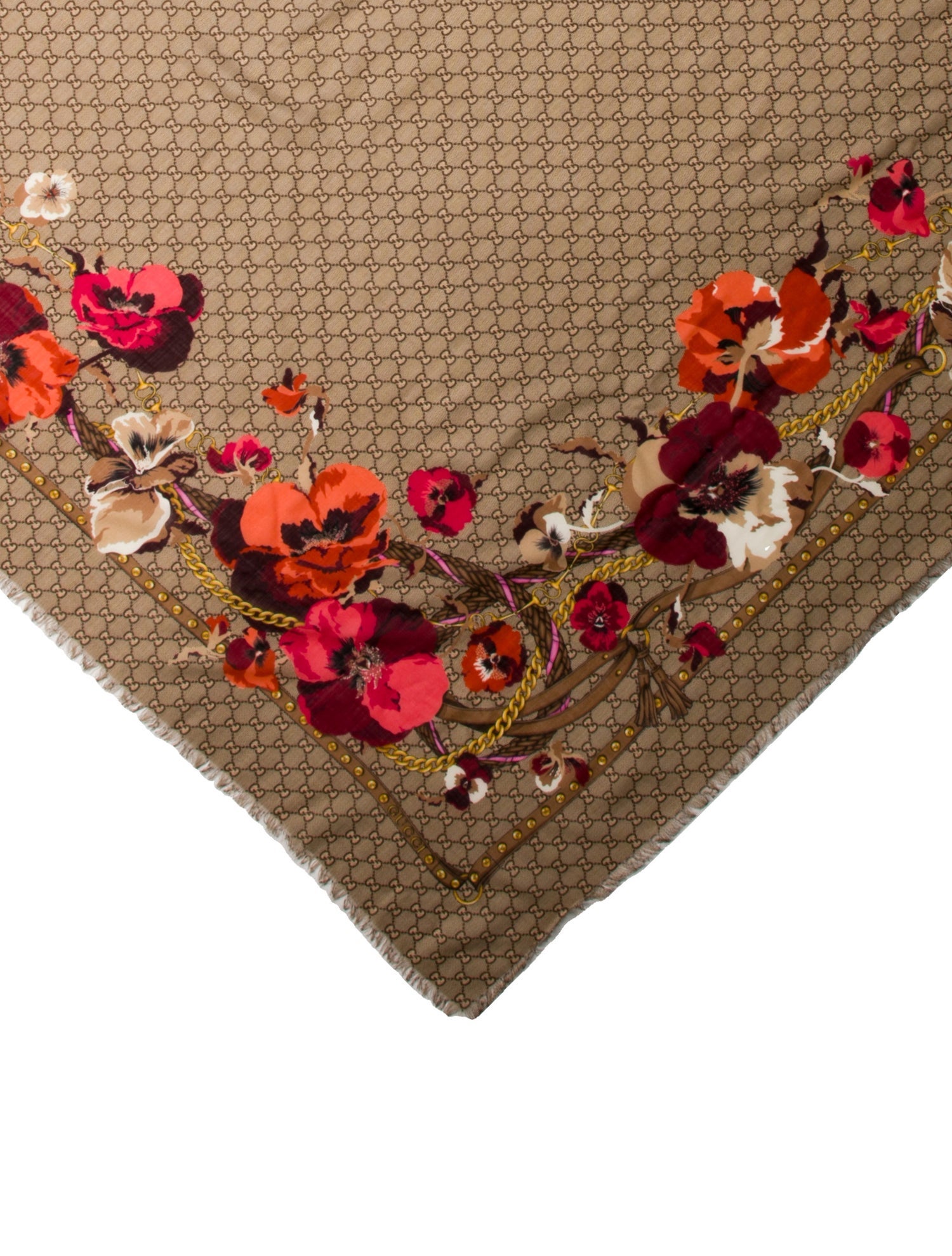 Gucci Wool Floral Print Scarf w/ Tags