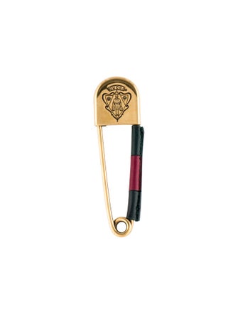 Gucci Web Safety Pin Keychain