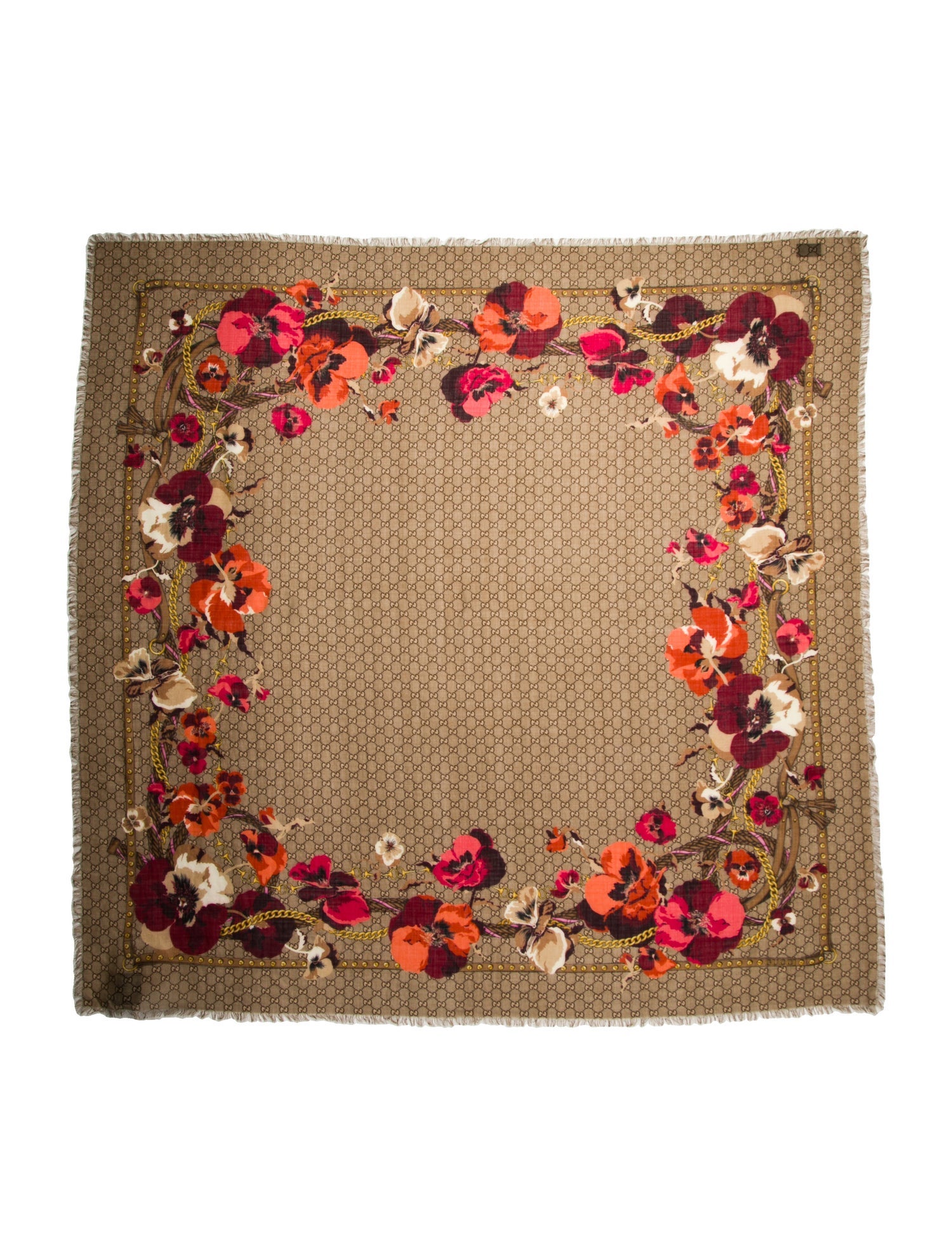 Gucci Flora Print Scarf Wool Scarf w/ Tags