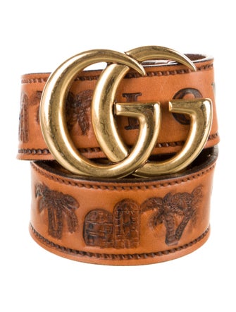 Gucci Double G Logo Leather Belt