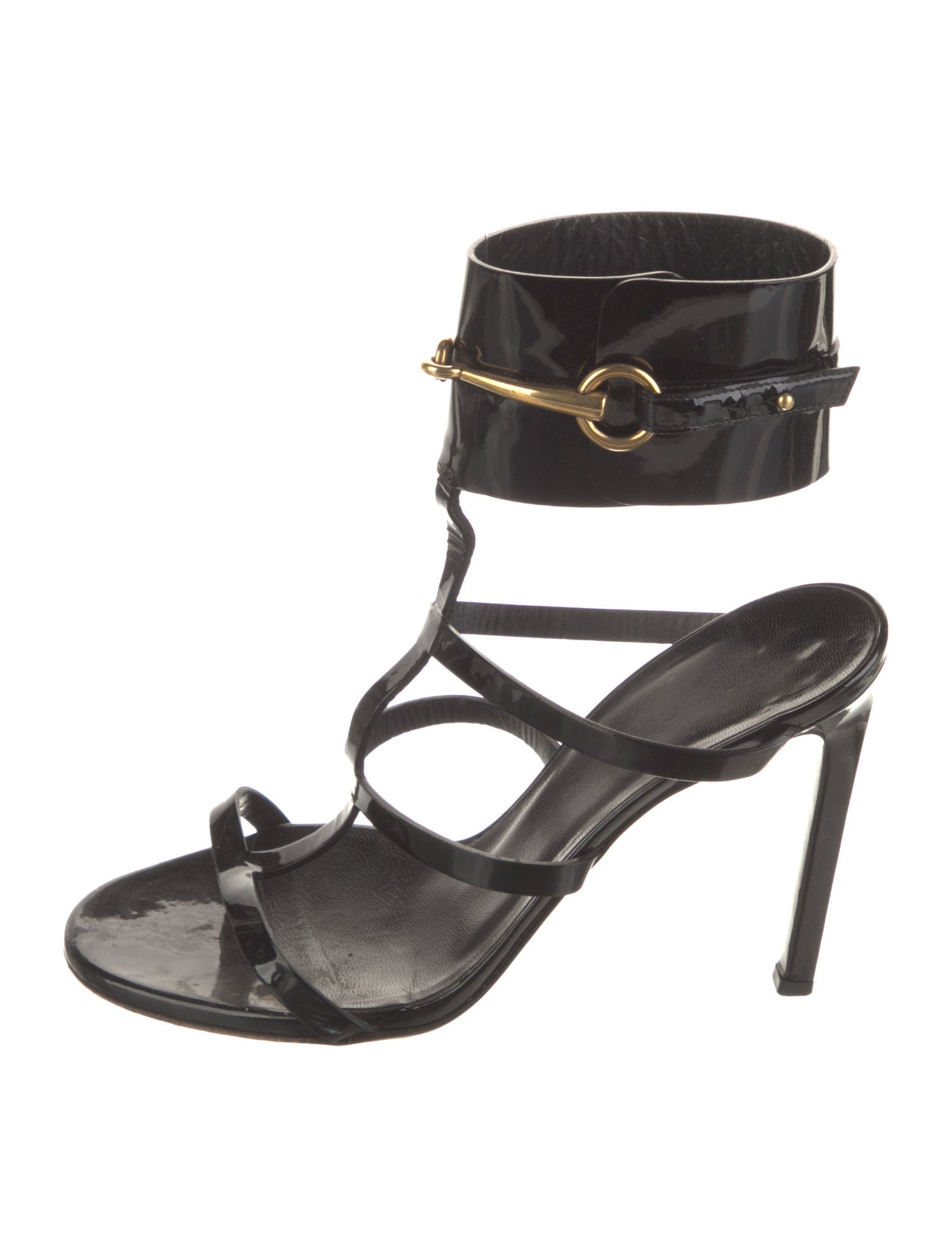 Gucci Horsebit Accent Patent Leather Gladiator Sandals