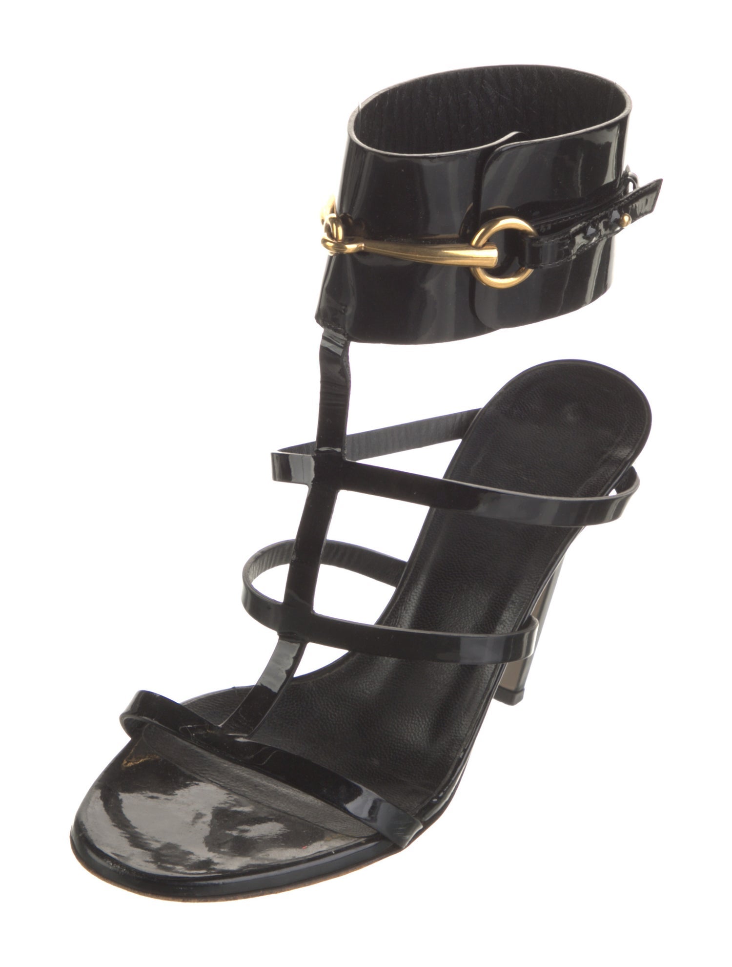 Gucci Horsebit Accent Patent Leather Gladiator Sandals