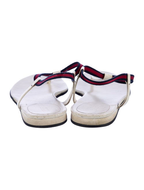 Gucci Sylvie Web Accent Leather T-Strap Sandals