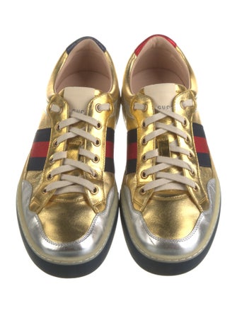 Gucci Web Accent Leather Sneakers