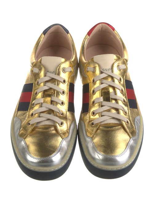 Gucci Web Accent Leather Sneakers