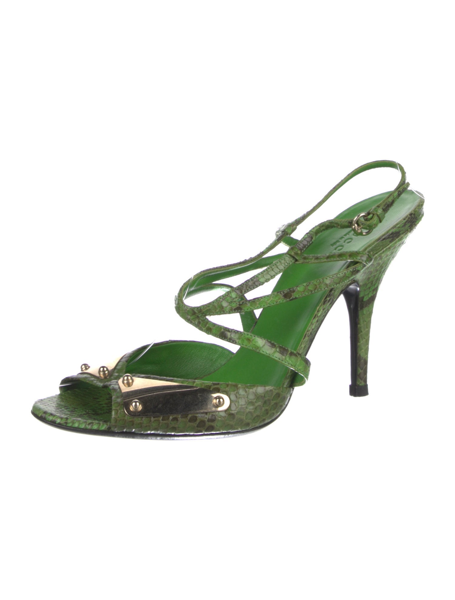 Gucci Snakeskin Printed Slingback Sandals