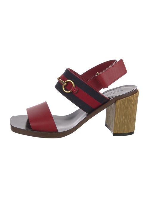 Gucci Horsebit Accent Leather Slingback Sandals