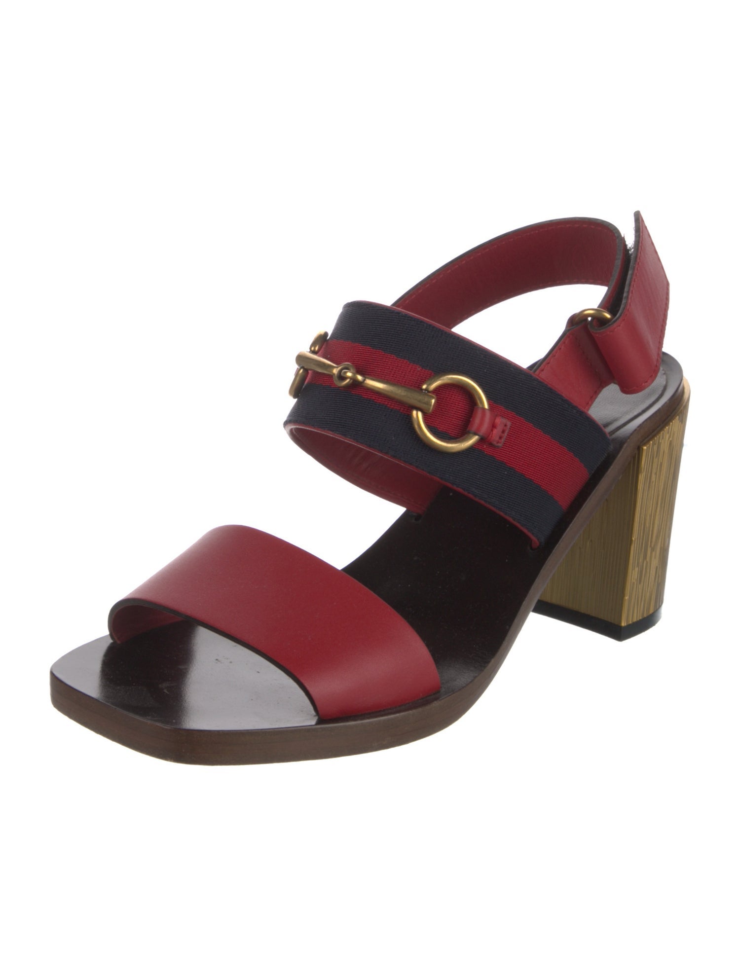 Gucci Horsebit Accent Leather Slingback Sandals