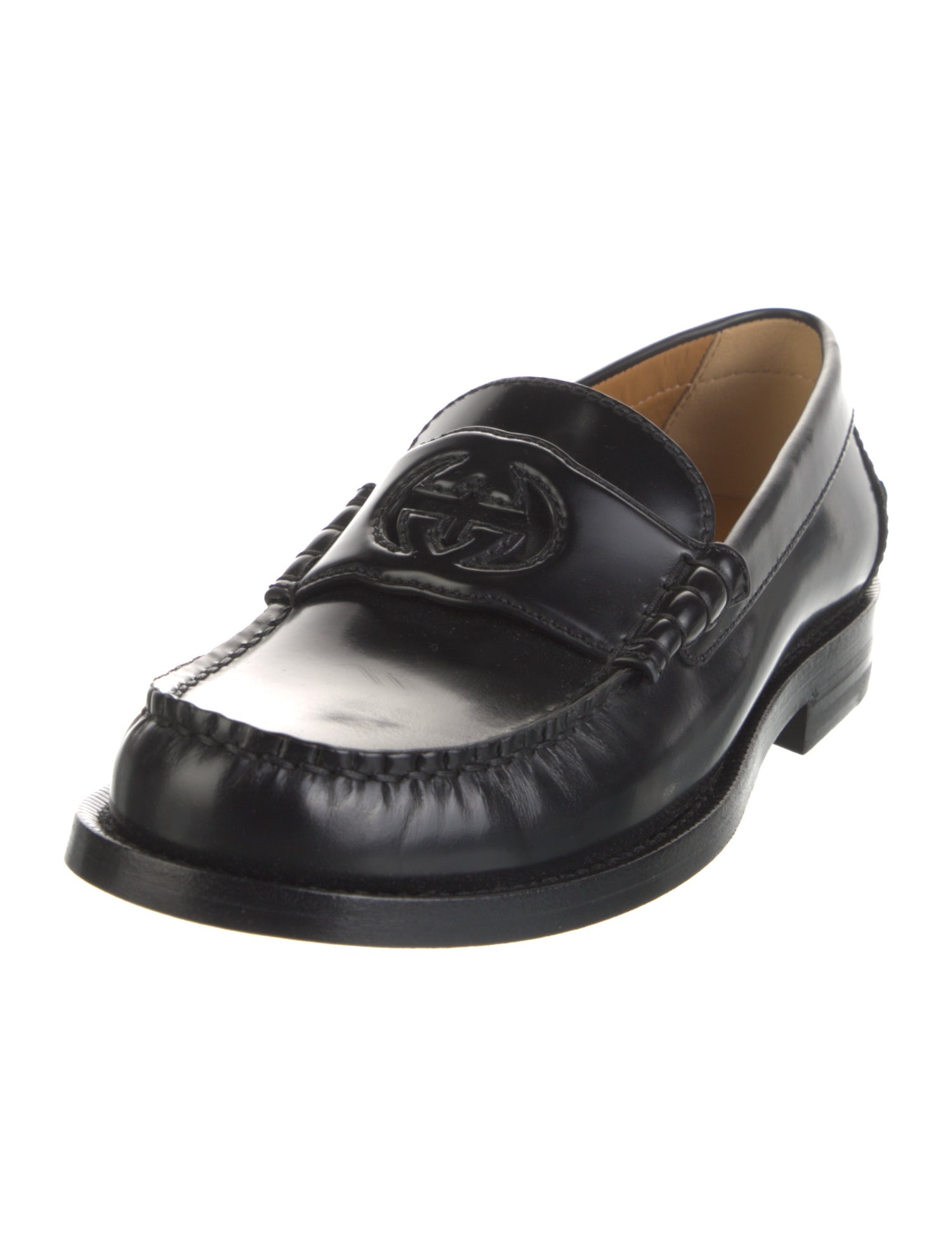Gucci Interlocking G Logo Leather Loafers