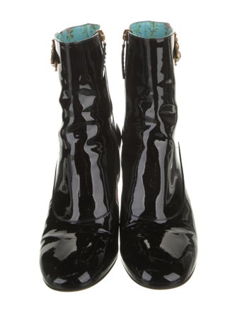 Gucci Faux Pearl Accents Patent Leather Boots