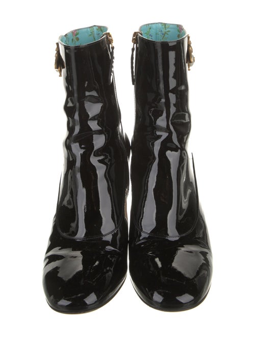 Gucci Faux Pearl Accents Patent Leather Boots