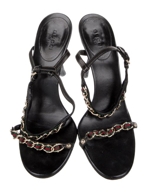 Gucci Chain-Link Accent Leather Sandals
