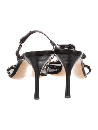Gucci Chain-Link Accent Leather Sandals